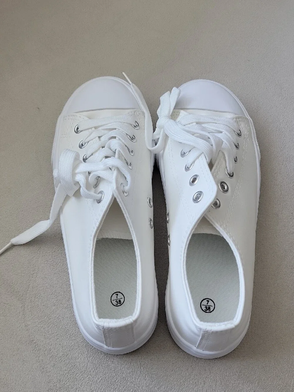 Classic Cream Low-Top Vegan Leather Sneakers